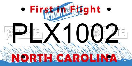 PLX1002 North Carolina License Plate