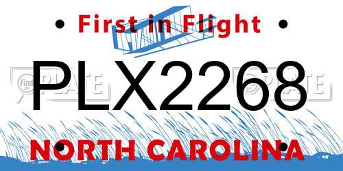 PLX2268 North Carolina License Plate