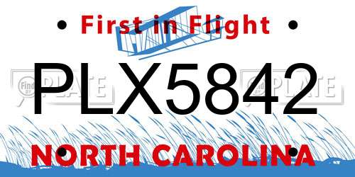 PLX5842 North Carolina License Plate