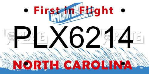 PLX6214 North Carolina License Plate