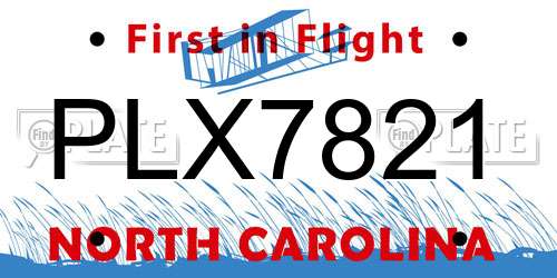 PLX7821 North Carolina License Plate
