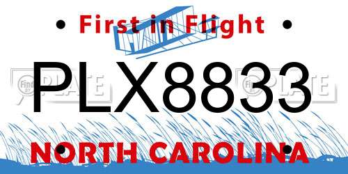 PLX8833 North Carolina License Plate