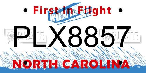 PLX8857 North Carolina License Plate