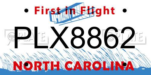 PLX8862 North Carolina License Plate