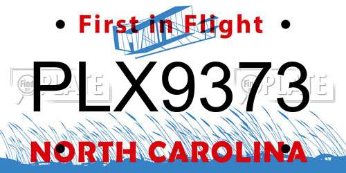 PLX9373 North Carolina License Plate