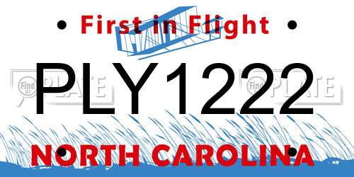 PLY1222 North Carolina License Plate