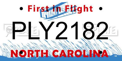PLY2182 North Carolina License Plate