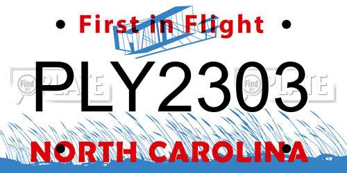 PLY2303 North Carolina License Plate