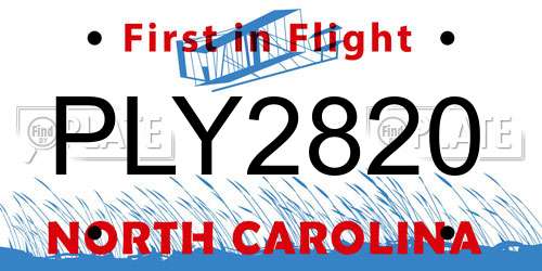 PLY2820 North Carolina License Plate