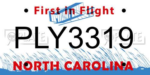 PLY3319 North Carolina License Plate