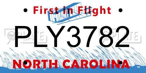 PLY3782 North Carolina License Plate