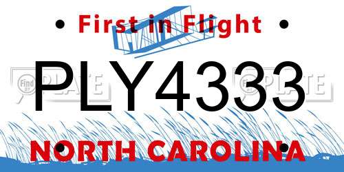 PLY4333 North Carolina License Plate