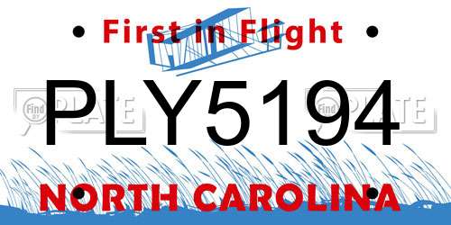 PLY5194 North Carolina License Plate