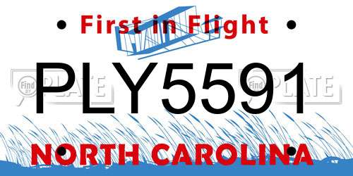 PLY5591 North Carolina License Plate