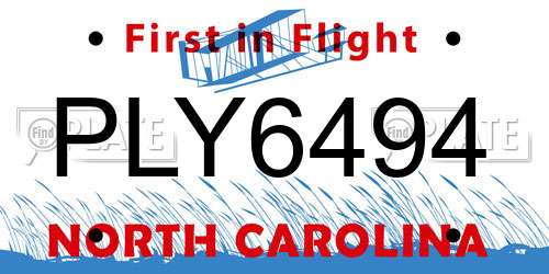 PLY6494 North Carolina License Plate
