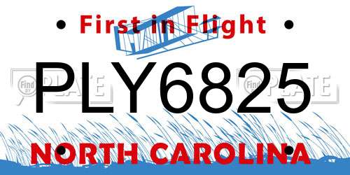 PLY6825 North Carolina License Plate