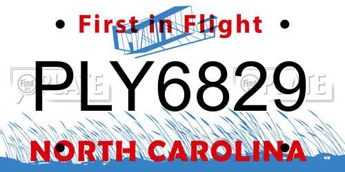 PLY6829 North Carolina License Plate