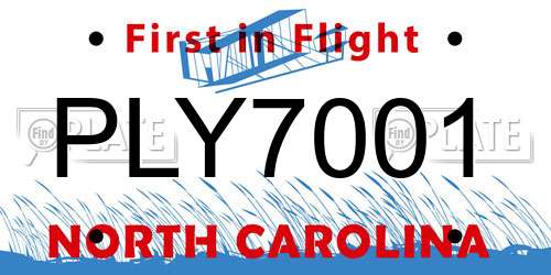 PLY7001 North Carolina License Plate