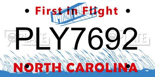 PLY7692 North Carolina License Plate