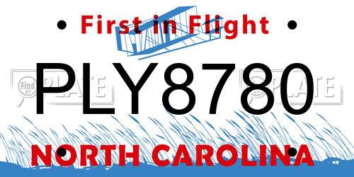 PLY8780 North Carolina License Plate