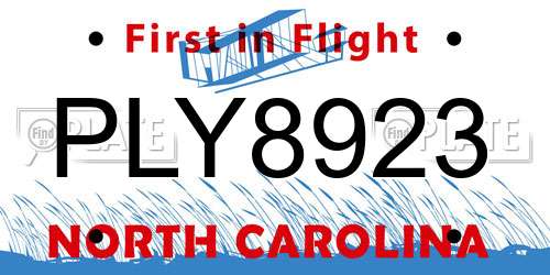 PLY8923 North Carolina License Plate