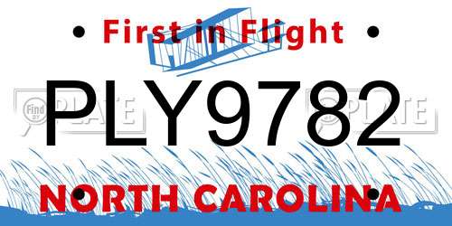PLY9782 North Carolina License Plate