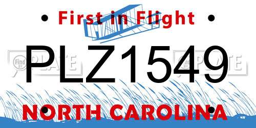 PLZ1549 North Carolina License Plate
