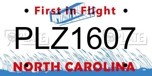 PLZ1607 North Carolina License Plate