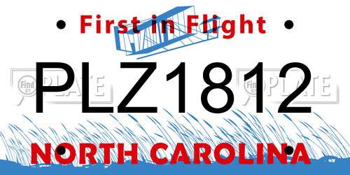 PLZ1812 North Carolina License Plate
