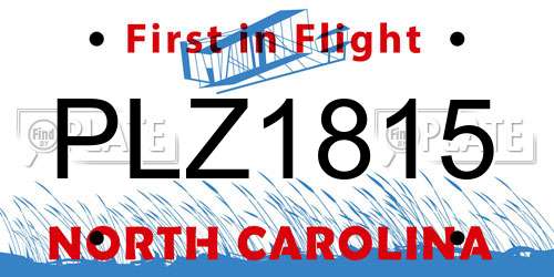 PLZ1815 North Carolina License Plate