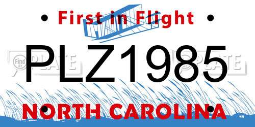 PLZ1985 North Carolina License Plate