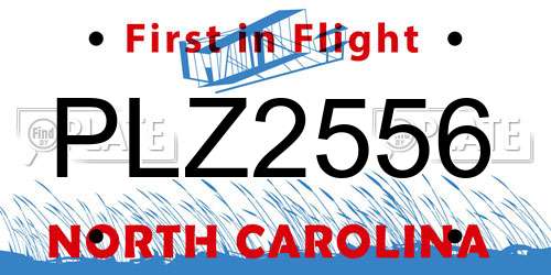 PLZ2556 North Carolina License Plate