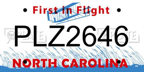 PLZ2646 North Carolina License Plate
