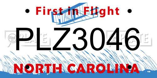 PLZ3046 North Carolina License Plate