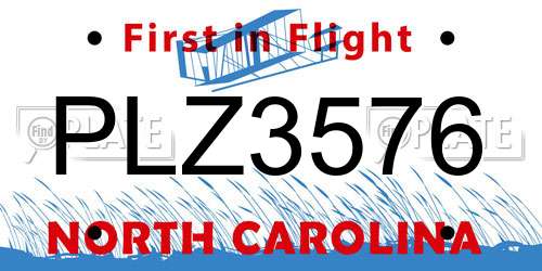 PLZ3576 North Carolina License Plate