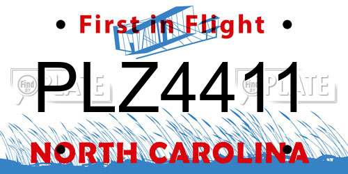 PLZ4411 North Carolina License Plate