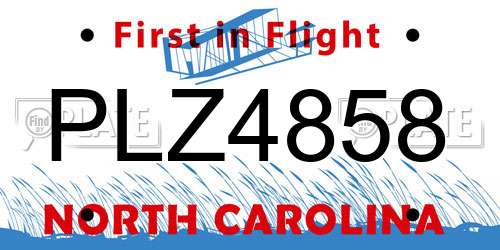 PLZ4858 North Carolina License Plate