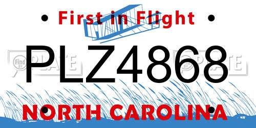PLZ4868 North Carolina License Plate