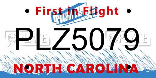 PLZ5079 North Carolina License Plate