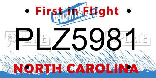 PLZ5981 North Carolina License Plate