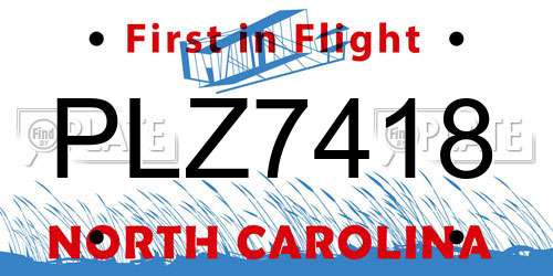 PLZ7418 North Carolina License Plate