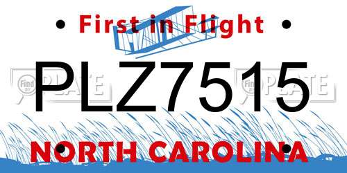 PLZ7515 North Carolina License Plate