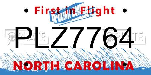 PLZ7764 North Carolina License Plate