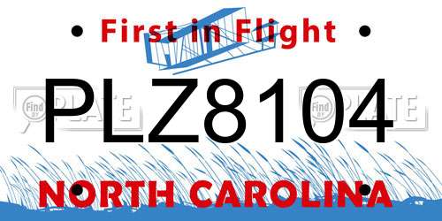 PLZ8104 North Carolina License Plate