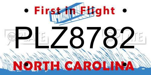 PLZ8782 North Carolina License Plate