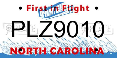 PLZ9010 North Carolina License Plate