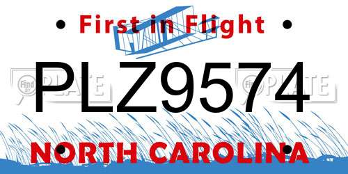 PLZ9574 North Carolina License Plate