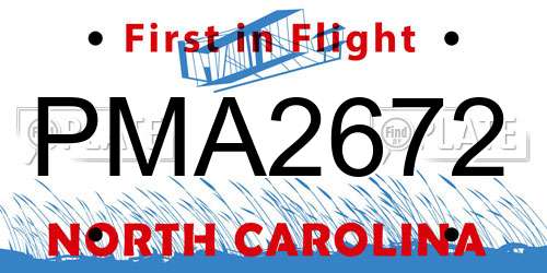 PMA2672 North Carolina License Plate