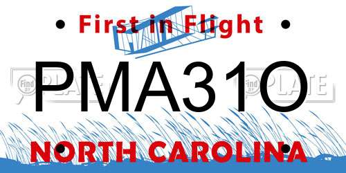 PMA31O North Carolina License Plate