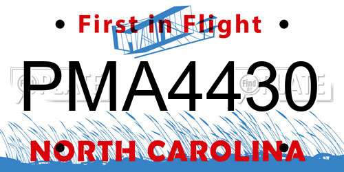 PMA4430 North Carolina License Plate